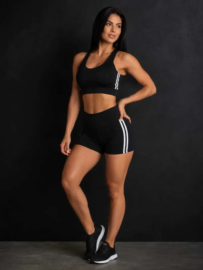 Conjunto Shorts Meia Coxa Listrado