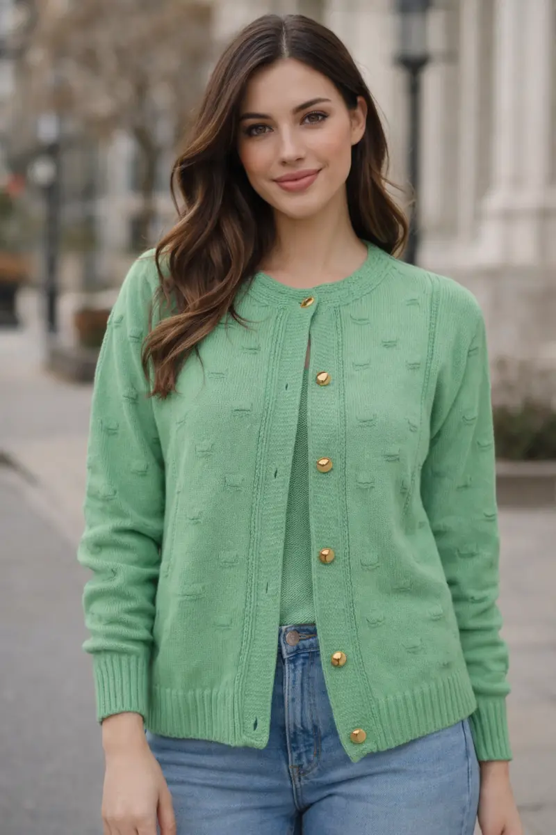 Cardigan Feminino de Tricô com Botões — foto 1 de 2