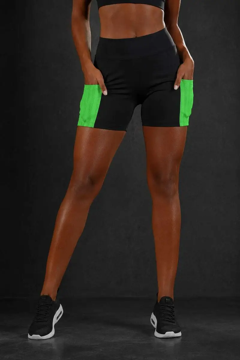 Shorts c/ Bolso em Tela (Verde Neon) — foto 1 de 3
